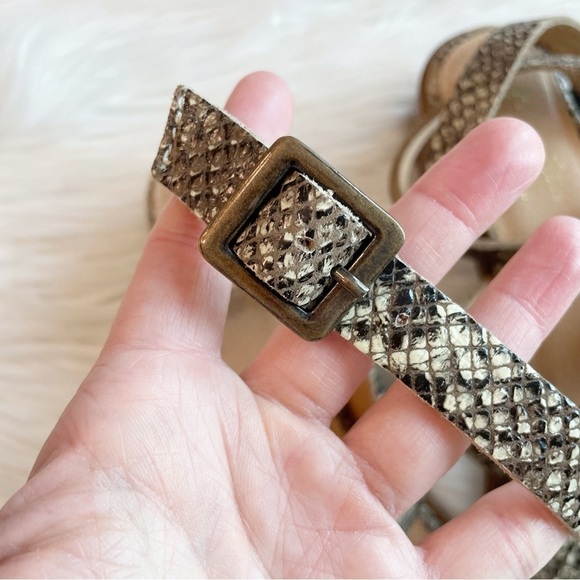 Seychelles Exhilarating Leather Snake Embossed Strappy Block Heel Sandals - Picture 9 of 9